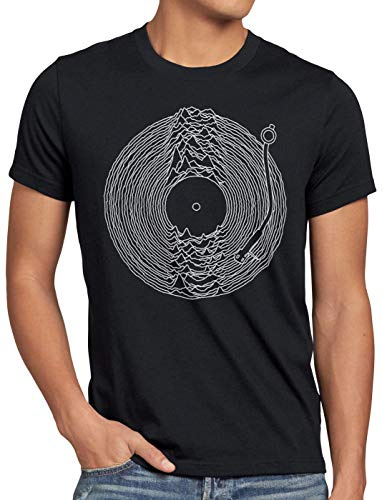CottonCloud DJ Line Art Herren T-Shirt Schallplatte Turntable Retro