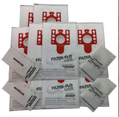 UTP 10 x Compatible Cloth FJM Dust Bags & Filters for Miele S300-S8000 Classic C1, C2, C3 RED COLLAR