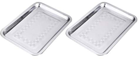 DOITOOL 2 Stück Edelstahl Rechteckige Silber Tablett für Kerzenhalter Vanity Organizer Parfüm Tablett Und Serviertablett