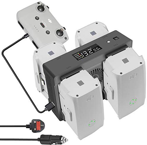 LYONGTECH Battery Home Charger & Car Charger for DJI Air 2S,Mavic Air 2 Drone,5 in 1 Rapid Multi Parallel Charging Hub with Charge and Storage