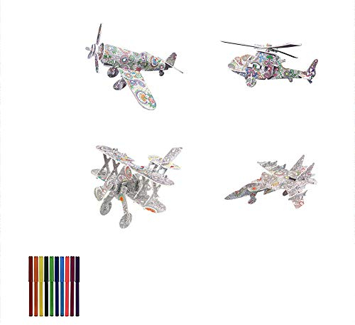 3D Puzzle zum Ausmalen für Kinder 3D Coloring Puzzle Set Art Färbung 3D Malpuzzlespiel für Kinder Mädchen Jungen DIY Puzzle Kit Geburtstagsgeschenk mit 12 Stiftmarkierungen