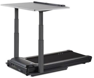LifeSpan Workplace Desk Laufband + elektronisch Verstellbarer Schreibtisch TR1200-DT7 - Größe 48 (122 cm)- Grauer Desktop - anthrazitfarbener Rahmen
