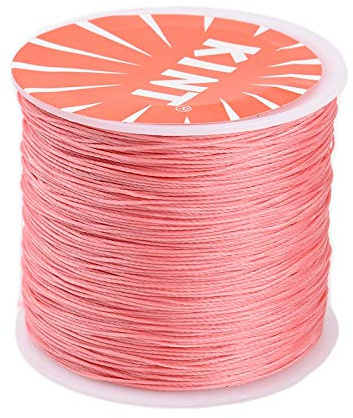 Cheriswelry 175 Meter runde, gewachste Polyesterschnüre, geflochtene Fäden, 0,45 mm, Perlenschnur mit Spule für Schmuckherstellung, Makramee, Basteln, Rosa