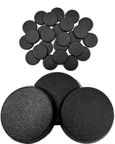 Hobby Heaven 25mm Round Plastic Warhammer Bases (25 Pcs) - Black Miniature Bases for Wargaming Miniatures Figures - Model Painting Plastic Figures Wargame Miniatures - Durable Tabletop Games Bases