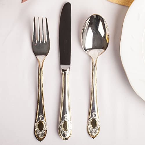 Franquihogar - Set di posate menu in acciaio inox 18/10 lucido e bagno in argento e oro, posate da 18 pezzi per 6 persone - cucchiaio, coltello e forchetta - Toscana Royal 1280