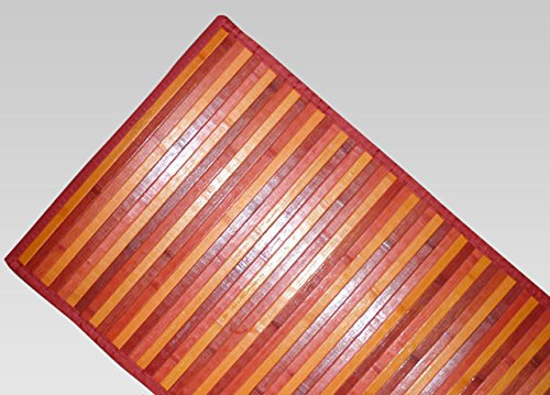 BIANCHERIAWEB Bambus Degradè Roter Teppich, Kücheläufer 50x120 cm, Küchenteppich rutschfest 100% Bambus, Küchenspur aus strapazierfähigem Material, nimmt Keine Flecken auf