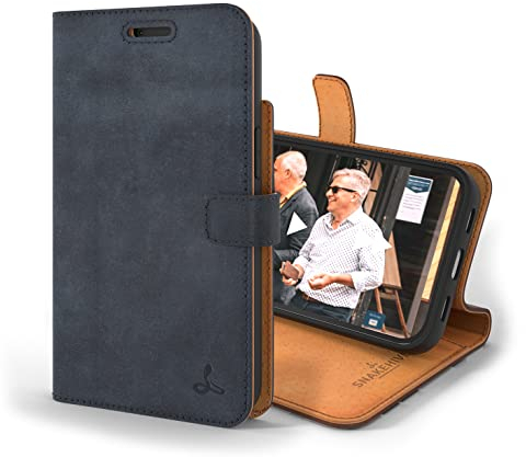 Snakehive Leather Wallet for iPhone 13 | Genuine Leather Wallet Phone Case with Card Holder | Flip Folio Case/Cover with Stand | Compatible with iPhone 13 | (Navy)