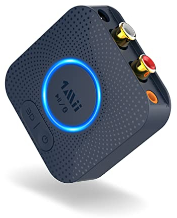 1Mii B06HD Bluetooth 5.1 Empfänger, aptX HD Low Latency HiFi Wireless Audio Adapter mit 3D Surround, 3,5 mm & Cinch-Eingang, Bluetooth Audio Receiver für Lautsprecher Stereoanlage, 15 Hrs Spielzeit