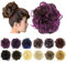 IMISSU 2 STÜCKE Messy Dutt Haarteil Hochsteckfrisur Gefälschte Haargummis Pferdeschwanz Verlängerung Wellenförmige Lockige Haarteile Chignon Stirnband (2 STÜCKE Braun Rose)