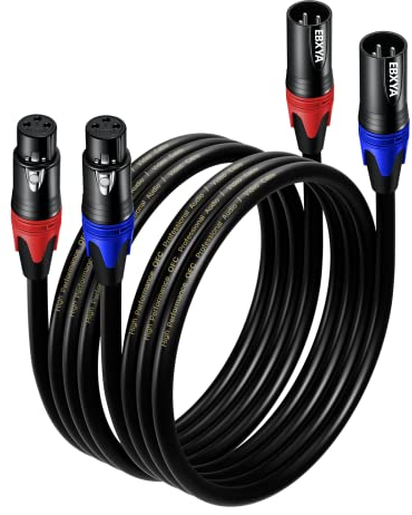 EBXYA XLR-Kabel Mikrofonkabel 1M 2Packs symmetrischer Stecker auf Buchse XLR-Patchkabel für DMX, Studiorecorder, Verstärker, Mixer