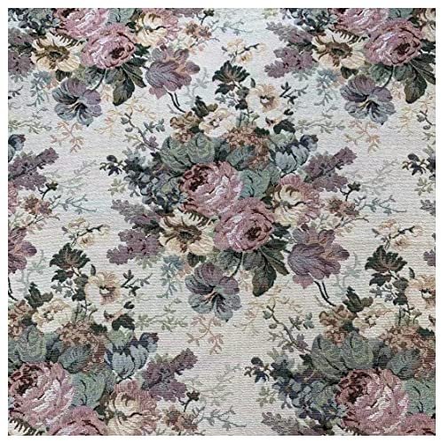 NAKAN Jacquard Polsterstoff Meterware Vintage Blumenmuster 145x100cm für Sofa Stuhl Einrichtung Kopfteil Basteln Vorhang Kissen(Color:blau)