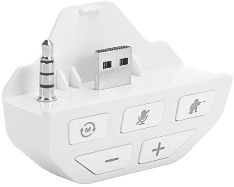 Ejoyous Stereo Headset Adapter for Xbox One, 3.5MM Stereo Headphone Adapter, Headset Controller, Sound Enhancement Converter with Sync Game Control (White)