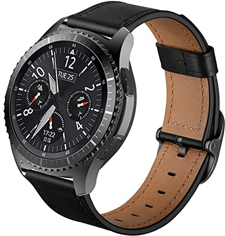 Armband für Galaxy Watch 3 45mm, 22mm Leder Armband für Galaxy Watch 46mm, Gear S3 Frontier, Gear S3 Classic, Huawei Watch GT3 46mm, Huawei Watch GT2 46mm, Huawei Watch GT 46mm, Huawei Watch GT3 Pro