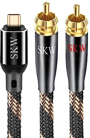 SKW Cavo audio da USB C a 2 RCA audio tipo C a 2 RCA maschio jack spina Y cavo adattatore compatibile con iPad Pro, MacBook, Samsung, Pixel 7 Pro 5 m