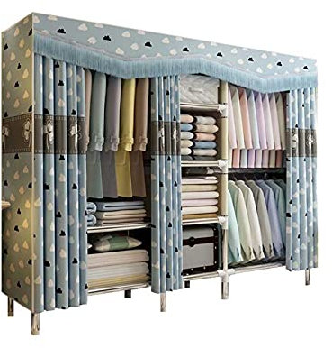 Offener Kleiderschrank,super großer Schlafzimmer-Kleiderschrank,Schrank,einfache Quasten-Vorhangschiene (Größe: 180 x 203 x 45 cm,Farbe: B)