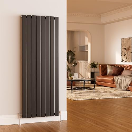 EMKE 1600 x 600 mm Radiator Cover Anthracite Vertical Radiator Tall Radiator Wall Mounted Modern Single Flat Panel Radiators Central Heating Radiator Bathroom Radiators for Bedroom Sitting Room