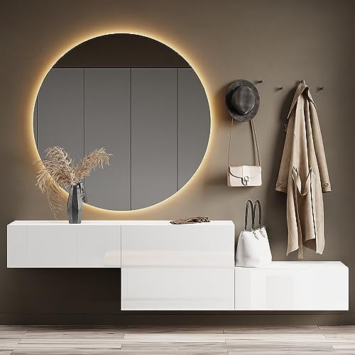 Planetmöbel Flur Möbel Garderobe Hängeschrank 2X 160 cm Weiß, Kompaktgarderobe mit Klappe als Stauraum, Wandgarderobe hängend oder stehend, dielen- & flurmöbel