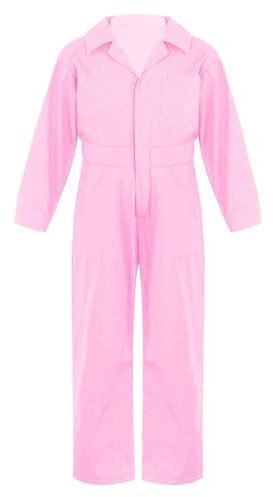 inlzdz Girls Boys Mechanic Boiler Suit Costume Long Sleeve Mechanic Coveralls Flightsuit Jumpsuit Pink 15-16 Years