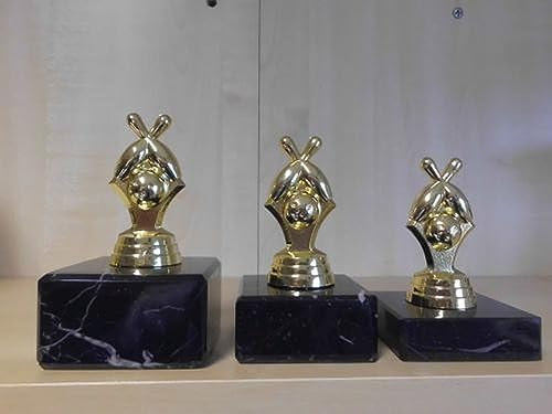 Bowling Pokal 3er Serie Kids Turnier Trophäe - Geburtstag - (Gold) - Figur - Pokale - Kinderpokale mit Gravur - (pf15)