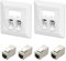 FGB Netzwerkdose Anschlussdose Unterputz Datendose Netzwerkbuchse Keystone Dose 2 x CAT 6a Keystone Jack Modul mit RJ45 Buchse für Netzwerkkabel Verlegekabel Weiß