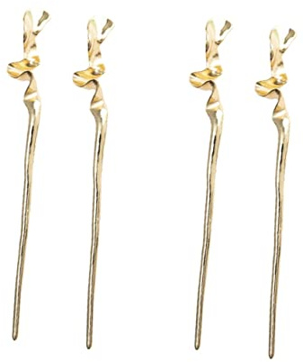 Housoutil 4 Pz bacchette geometriche per in metallo bacchette cinesi per tiara per ragazze arredamento molletta accessori per chignon per da donna onda