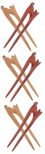 FRCOLOR 6piezas Palillos De Madera Para Cabello Diseño De Gato Horquilla Retro Para y Accesorios Elegantes Para Peinados