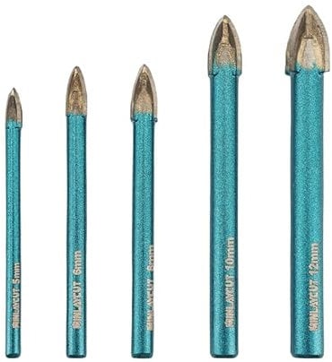 Wood Plastic Masonry Drill Bits - MINLAYCUT 5pcs 3/16 1/4 5/16 3/8 1/2(5/6/8/10/12mm) Carbide Drill Bits Tip Round Shank for Wood, Plastic, Masonry, Ceramic Tile, Concrete, Marble