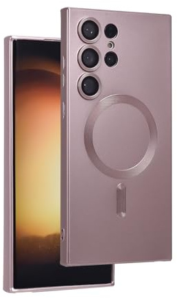 Yetagso Magnetische Schutzhülle für Samsung Galaxy S22 Ultra, weiches Silikon, mit Kameraschutz, schlanke Passform, kratzfest, kompatibel mit MagSafe-Hülle, Rosa