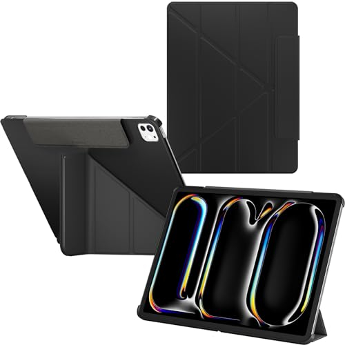 SwitchEasy Origami 2024 Hülle für iPad Pro 11 Zoll mit Stifthalter, Schutzhülle für iPad Pro 11 Zoll M4 (2024) mit Multi-Angle Ständer, Morandi Cover Case, Apple Pencil Pro Charging, Schwarz