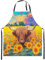 Homewish Hochland Kuh Schürze 78x66 (LxW) Brown Bull Rinder Schürze Gelbe Sonnenblume Lätzchen Schürze Aquarell Tie Dye Kochschürze für Keramik, Öl Proof
