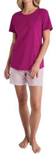 CALIDA Cotton Special Kurz-Pyjama, Schlafanzug Damen, weich, pflegeleicht, elastischer Hosenbund Orchid Flower 48-50