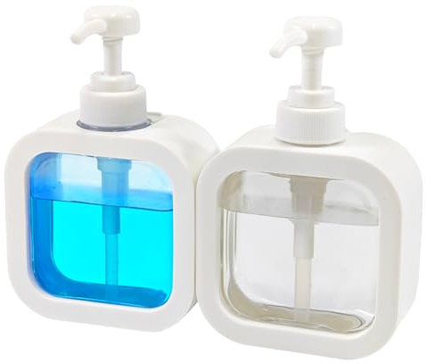 MOLHEM 2-Pack 17oz (500ml) Refillable Soap Dispenser Set - Clear Removable Bottle for Easy Refill, Pump for Shampoo, Conditioner, Hand Soap - Bathroom, Kitchen, Laundry