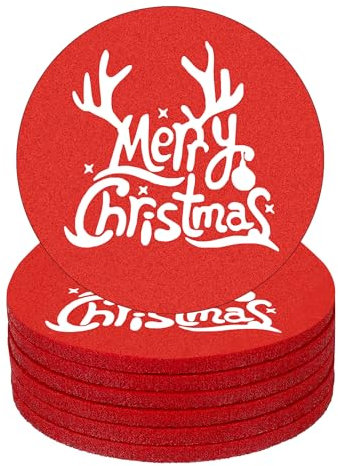 4 Pcs Christmas Coasters, Xmas Coasters Cup Mats Wine Tea Coffee Milk Mats Gift for Christmas Party Holiday Wedding Dinner Decoration