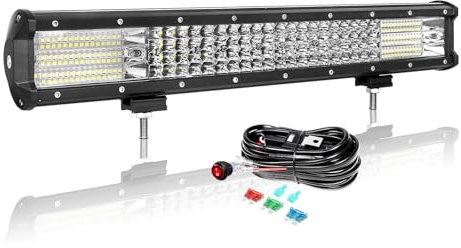 AUXTINGS Fuoristrada Barra LED da 50 cm, 510W barra luminosa a LED da lavoro con 12V cablaggio,faretto e inondazione 4 filas Led luci 6000K Impermeabile per 4x4 trattore camion quad veicoli barche