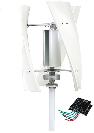 Kit de generador de turbina eólica vertical para el hogar, de bajo ruido, 10 000 W, 220 V, 12 V, 24 V, 48 V, sin núcleo, molino de viento vertical de bajas revoluciones con controlador (color: blanco)