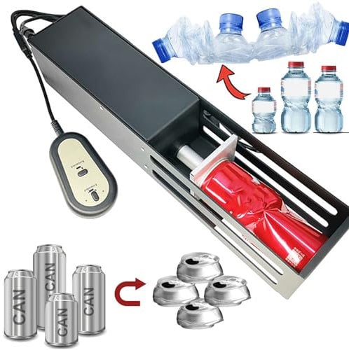 Trituratore elettrico per lattine, compressore portatile per lattine, funzionamento con un solo pulsante, uso orizzontale e verticale, utilizzato per riciclare lattine da 160-500 ml, bottiglie d'acq
