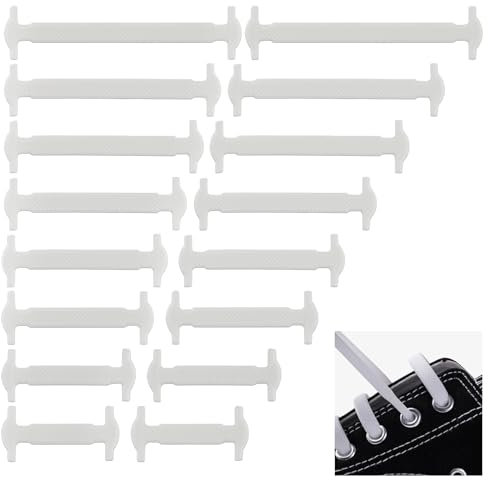 KufaerBeam Lacci Scarpe Elastici in Silicone, 16 Pezzi No Tie Lacci per bambini e adult, No Tie Lacci Scarpe Mini Impermeabile per Adolescenti E Sportivi, Lacci Elastici che Non Vanno Allacciati