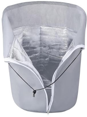 Genérico Plant Winter Protection Cover, Anti Frost Zipper Protector for Blueberry Bushes, 27.6 X 25.6 Inches Plant Pot Covered for Winter, Black, Gray, Oxford Cloth, Aluminum Film
