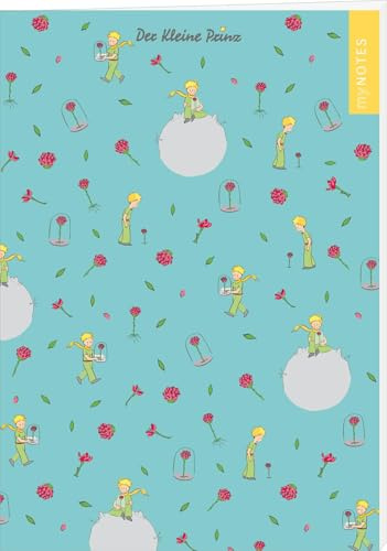 myNOTES Papeterie: Der Kleine Prinz Notizheft: Planet und Rosen Muster | Heft, liniert, A5, für Notizen und gute Ideen unterwegs