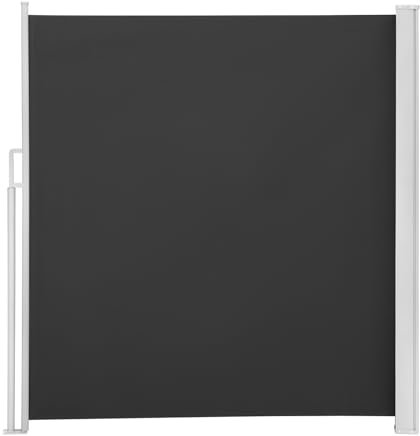 WOLTU Seitenmarkise ausziehbar, Markise 180x350 cm, Sichtschutz Sonnenschutz Windschutz, für Balkon Terrasse, Seitenrollo mit Wandhalterung, Anthrazit