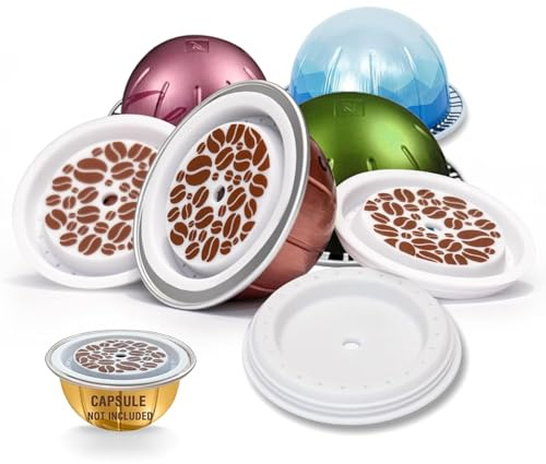 SWEETDEER Reusable Lids For Nespresso Vertuo, 6 Pcs Food Refillable Pods For Nespresso, Grade Silicon Refillable Pod compatible with Nespresso Vertuoline Capsule (No Capsule）