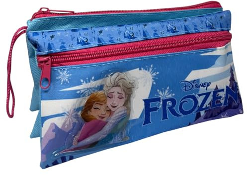 CARTOON Estuche escolar con 3 compartimentos, varios compartimentos, papelería, organizador, portalápices de colores, Frozen, Organizador de bolso