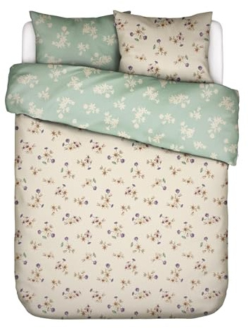 ESSENZA Bettwäsche Fiora Vanille, 200x200 cm + 2X 80x80 cm - 100% Baumwollsatin 220TC - Blumen