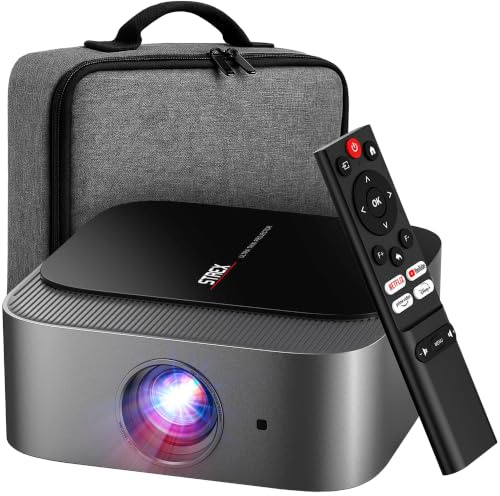 Strex Beamer - Smart 1080P Full HD Projektor - 4K Unterstützung - WiFi & Bluetooth - Eingebaute Lautsprecher - Tragbarer Mini Beamer Heimkino - WhaleOS - Inklusive Aufbewahrungstasche