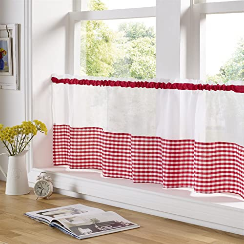 Alan Symonds Gingham Cafe Curtain Panel 24 Red
