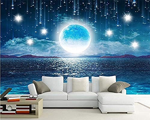 Yosot Fototapete Wandbild Vliestapete Wasser Rose Heller Mond Himmel Sterne Landschaft Wohnzimmer Schlafzimmer Tv Hintergrund Wände Wandbild 3D Tapete