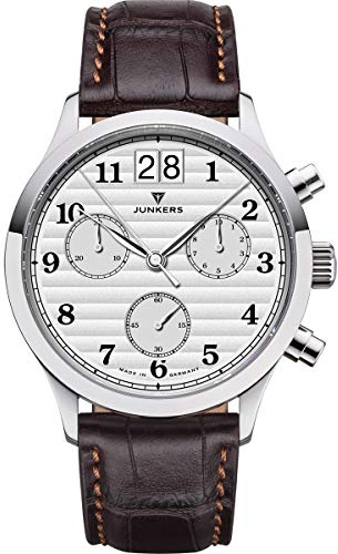 Junkers Tante JU Analog Quarz Uhr Lederarmband Saphirglas Silber 9.23.01.03