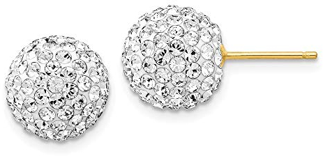 Ohrstecker aus 14-karätigem Gelbgold, 10 mm, Discokugel-Kristall-Ohrstecker, Maße: 10 x 10 mm breit, Schmuck für Damen, One Size, Kristall Metall Kristall Goldfarben Metall, Kristall