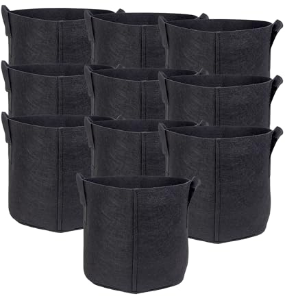 INTIRILIFE Lot de 10 Sacs de Plantation en Tissu Non tissé 20 l - 30 x 25 cm - Pot de Plantes avec poignées de Transport pour Jardin, Serre, jardinière, Sac de Plantation - Sac à Pommes de Terre