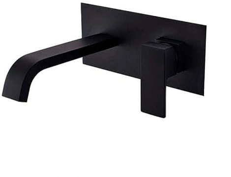VALAZ Rubinetto Bagno Lavabo a Muro Cascata Nero Opaco | Miscelatore Lavabo Bagno Acqua Fredda e Calda, Risparmio Acqua | Installazione Facile | Ottone, Inossidabile, Elegante, Quadrato, Serie Niagara